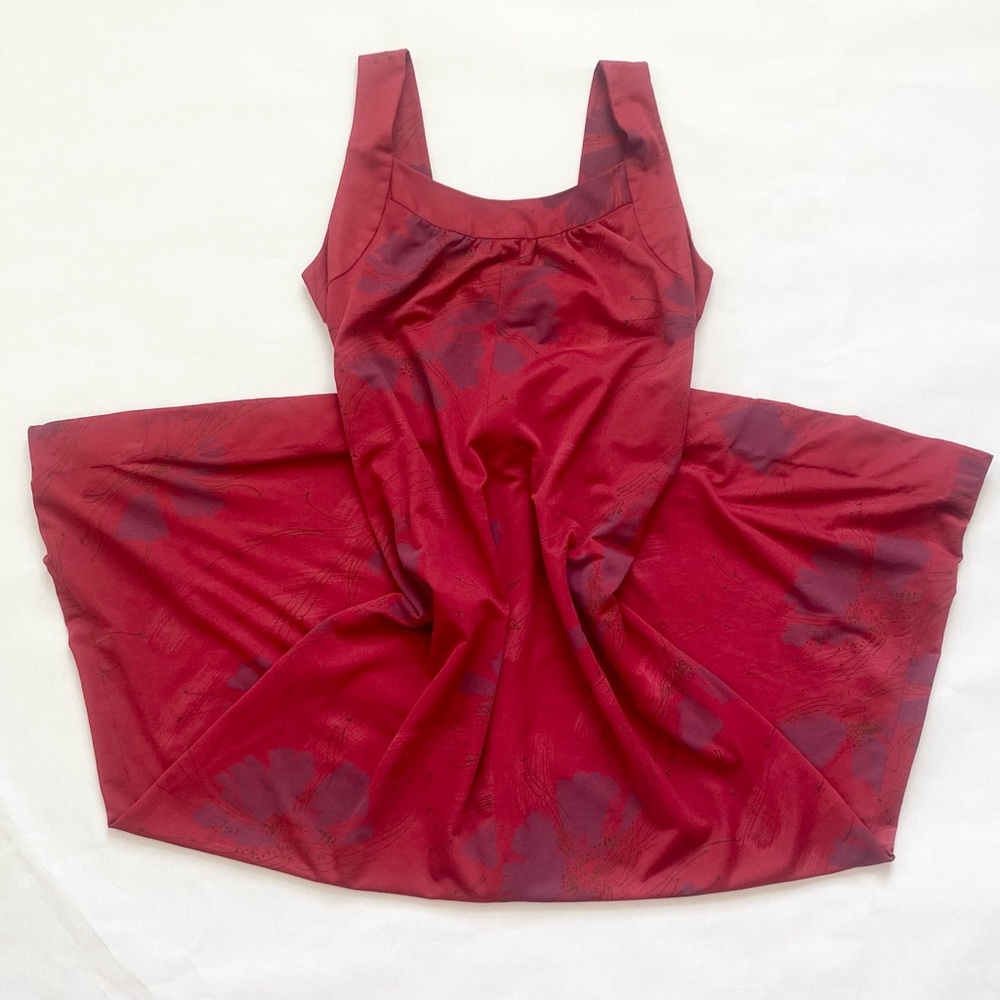 Vintage SEARS Hawaiian Red Floral Print Aloha 70s Maxi Gown Long Slip Dress - Picture 4 of 13